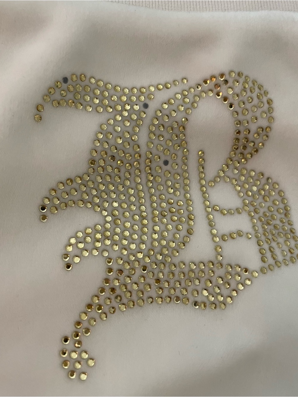 Juicy Couture White Y2K Pants Gold 'Bride' Rhinestones - Picture 7 of 8